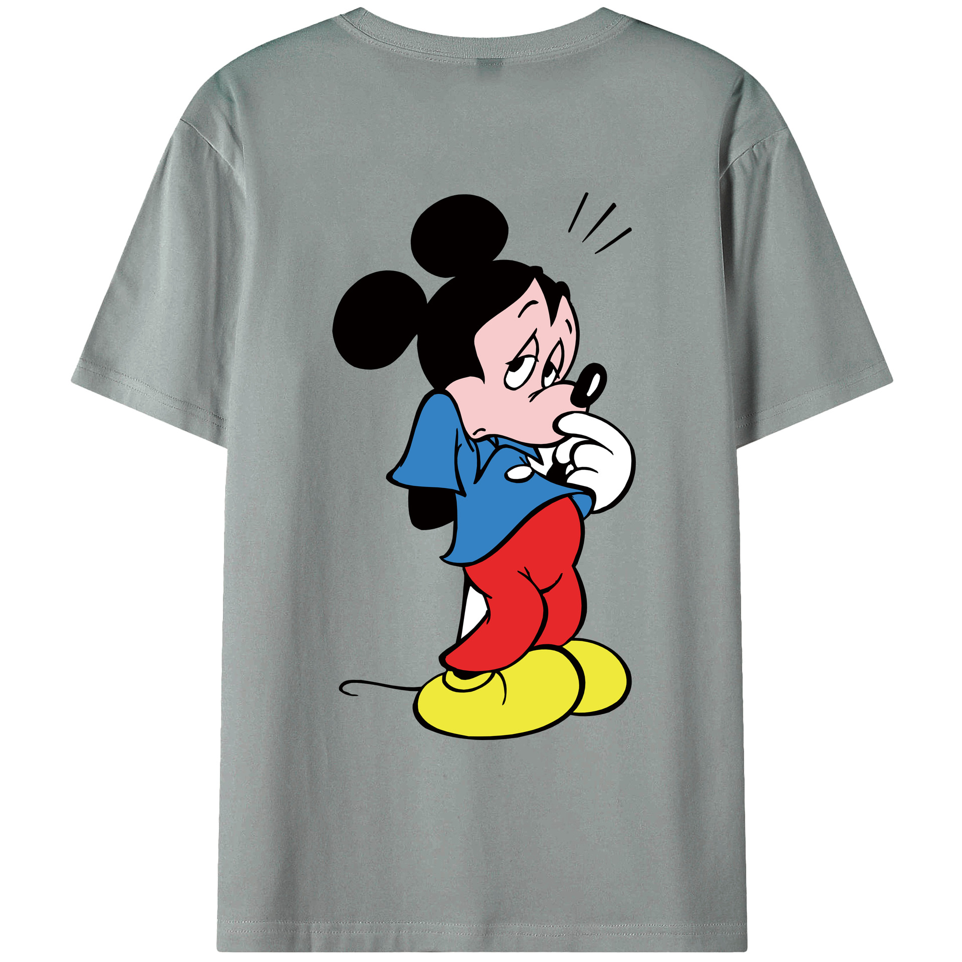 ミッキーマウス Mickey Mouse 綿100％ メンズ半袖Tシャツ（バックプリント） 通気性